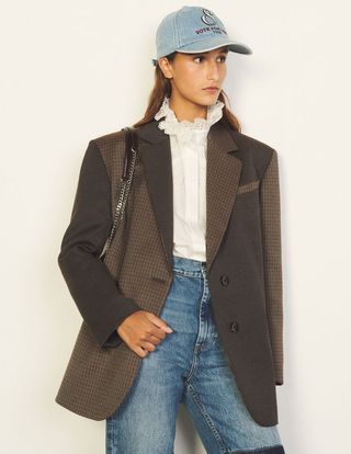 Sandro + Dual-Fabric Tailored Jacket