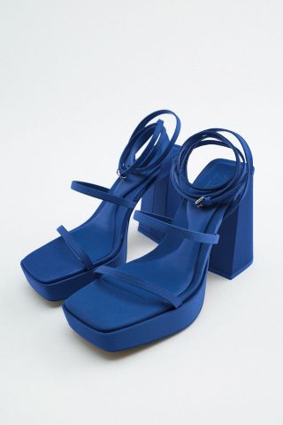 Zara + Strappy Chunky Platform Heeled Sandals