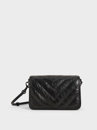 Charles & Keith + Quilted Patent Crossbody Bag