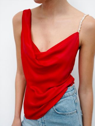 Zara + Asymmetrical Pearl Top