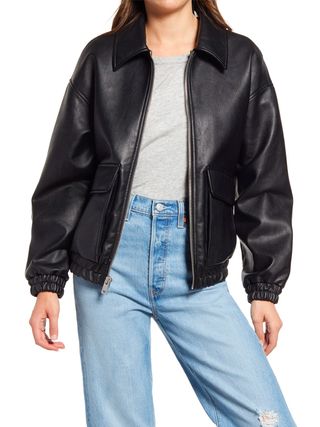 Levi's + Faux-Leather Dad Bomber Jacket