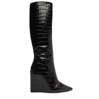 Schutz + Asya Up Crocodile-Embossed Leather Boot