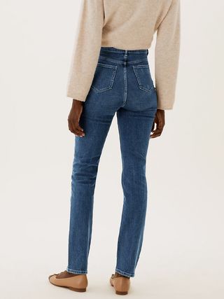M&S Collection + High Waisted Slim Straight Leg Jeans