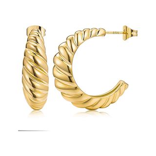 Jinear + 14K Gold Plated Croissant Earrings