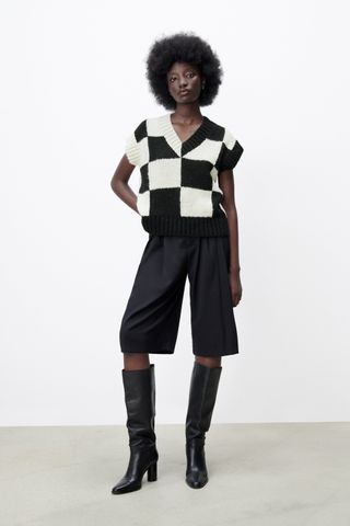 Zara + Plaid Knit Vest