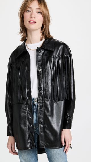 Moon River + Faux Leather Jacket