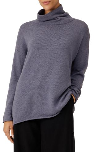 Eileen Fisher + Turtleneck Organic Cotton & Recycled Cashmere Tunic Sweater