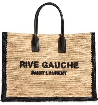 Saint Laurent + Large Rive Gauche Logo Woven Tote