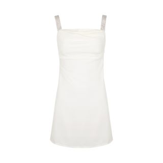 De La Vali + Mojio White Embellished Cady Mini Dress