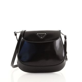 Prada + Cleo Flap Shoulder Bag Spazzolato Leather Small