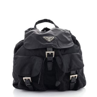Prada + Double Front Pocket Backpack Tessuto Medium