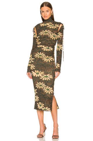 Nanushka + Aleid Dress in Arte Povera Floral Black