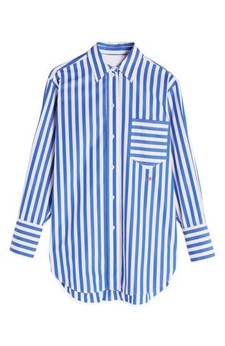 Victoria Beckham + Stripe Oversize Cotton Button-Up Shirt
