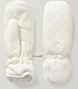 Toni Sailer + Lizzy Fleece-Lined Perforated Quilted Leather Ski Mittens