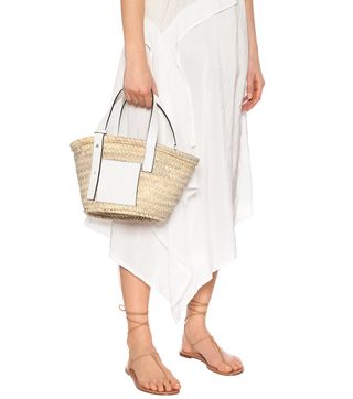 Loewe + Small Leather-Trimmed Basket Tote