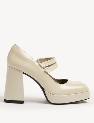 M&S Collection + Leather Patent Platform Court Shoes