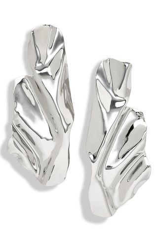 Open Edit + Folded Metal Statement Drop Earrings