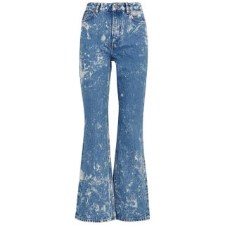 Ganni + Blue Bleached Bootleg Jeans