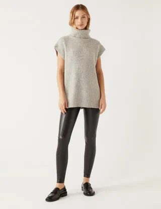 M&S Collection + Leather Look High Waisted Leggings