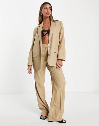 Vero Moda + Aware Blazer and Pant Set in Camel