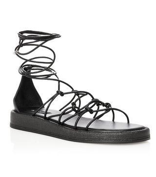 Aqua + Strappy Ankle Wrap Platform Sandals