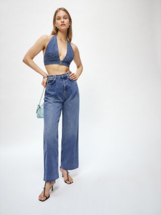 Reformation + Pleated Reworked High Rise Wide Leg Jeans