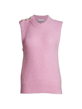 Ganni + Wool-Blend Sweater Vest