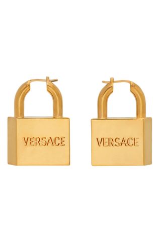 Versace + Gold Padlock Drop Earrings