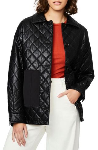 Bernardo + Quilted Faux Leather Shacket