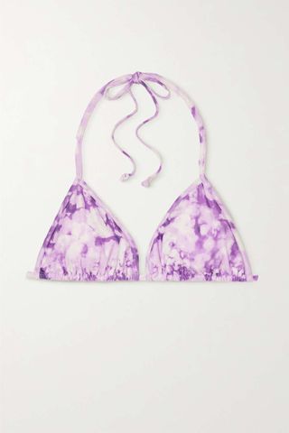 Faithfull the Brand + Jaqueline Tie-Dyed Stretch-Econyl Triangle Bikini Top