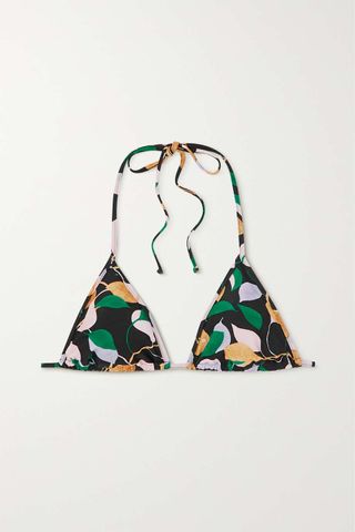 La Double J + Printed Triangle Bikini Top