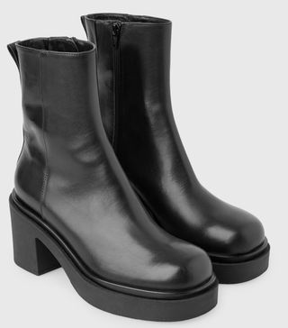 Cos + Chunky Leather Heeled Boots