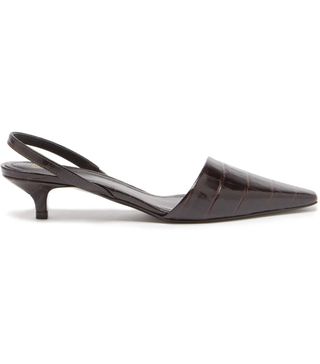 Totême + Crocodile-Effect Leather Slingback Mules