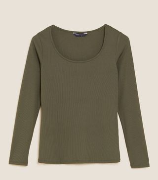 M&S Collection + Scoop Neck Long Sleeve Top