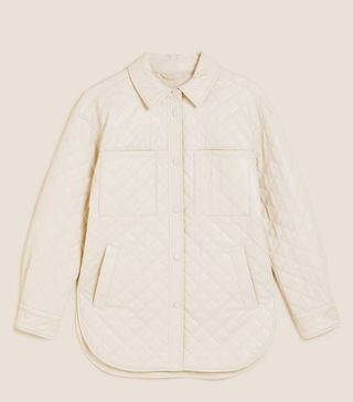M&S Collection + Faux Leather Quilted Shacket