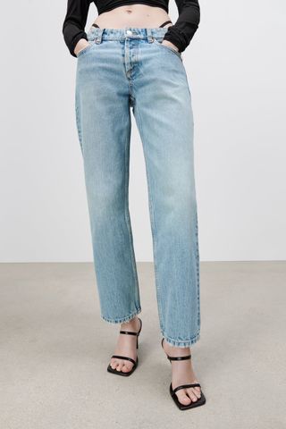 Zara + Low Rise Straight Leg Jeans