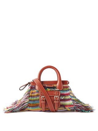 Chloé + Edith Small Striped Recycled-Cashmere Handbag