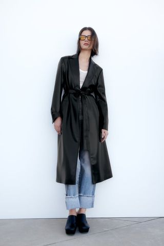 Zara + Long Faux Leather Coat
