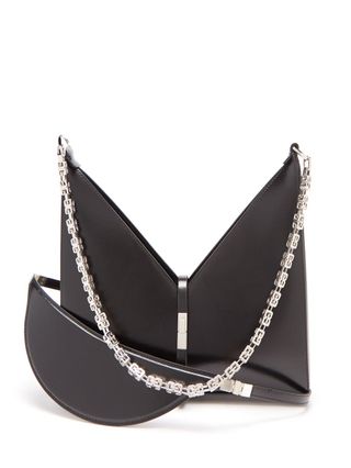 Givenchy + Cut-Out Chain-Embellished Leather Shoulder Bag