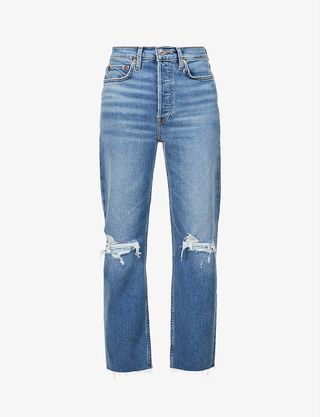 Re/Done + 70s Stove Pipe Straight-Leg High-Rise Stretch-Denim Jeans
