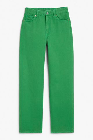 Monki + Taiki Straight Leg Green Jeans
