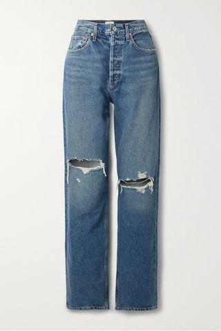 Citizens of Humanity + Eva Distressed High-Rise Straight-Leg Jeans