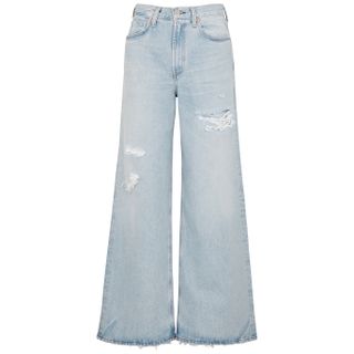 Citizens of Humanity + Paloma Light Blue Distressed Wide-Leg Jeans