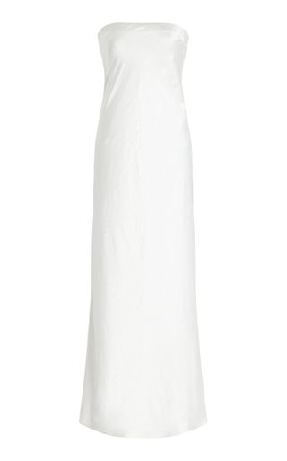 Third Form + Satin Tie-Back Strapless Maxi Dress