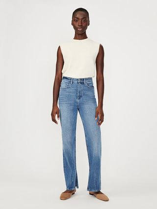 DL1961 + Emilie Straight Ultra High Rise Vintage 31-Inch Jeans in Dark Oasis