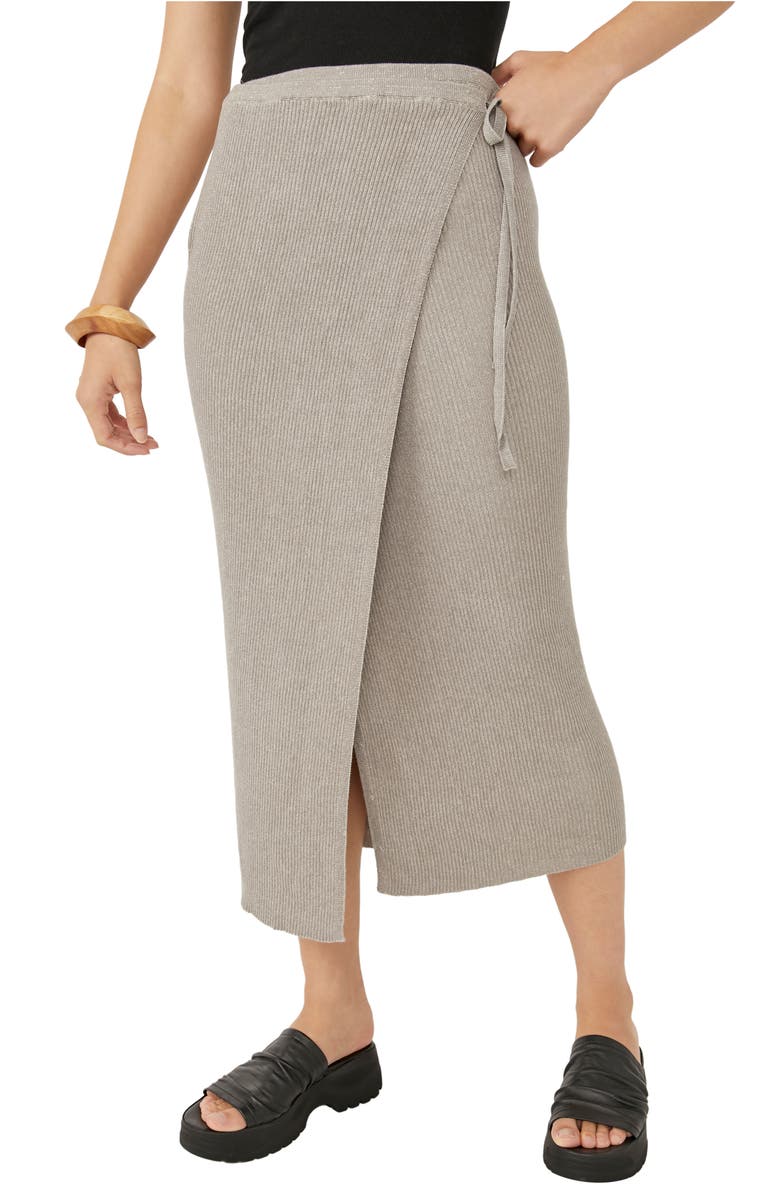 Free People + Borderline Knit Wrap Midi Skirt