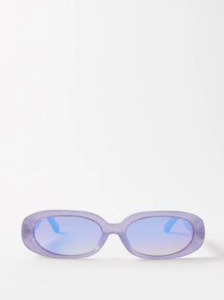 Linda Farrow + Cara Oval Glitter-Acetate Sunglasses