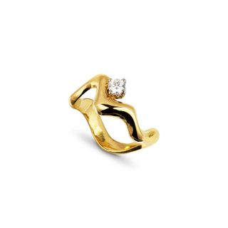Jessie Thomas + Sculptural Curved Ring with Floating Diamond