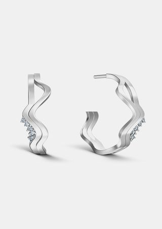 Vashi + 18k White Gold Lovestrike Medium Diamond Duality Hoop Earrings