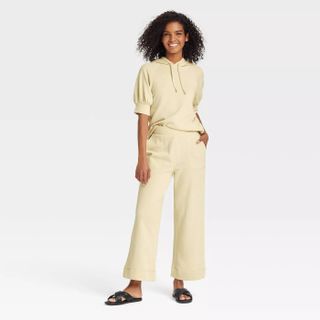 Who What Wear x Target + Mid-Rise Wide Leg Terry Lounge Pants